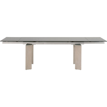 Jett Dining Table by Essentials For Living in natural gray, smoke gray. Made from solid ash, ash veneer, tempered glass in a modern style.