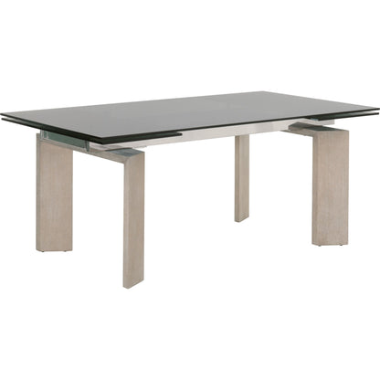 Jett Dining Table by Essentials For Living in natural gray, smoke gray. Made from solid ash, ash veneer, tempered glass in a modern style.