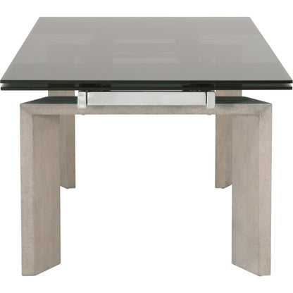 Jett Dining Table by Essentials For Living in natural gray, smoke gray. Made from solid ash, ash veneer, tempered glass in a modern style.