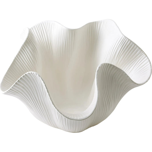 Scallop Bowl by Global Views in matte white. Made from ceramic in a modern style.