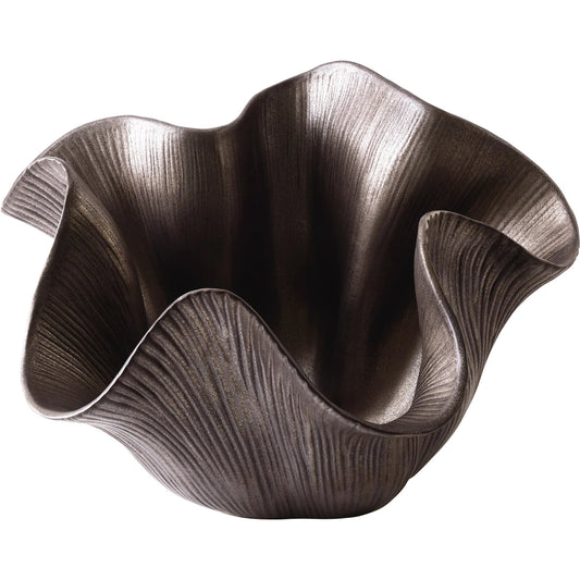 Scallop Bowl by Global Views in reactive bronze. Made from ceramic in a modern style.