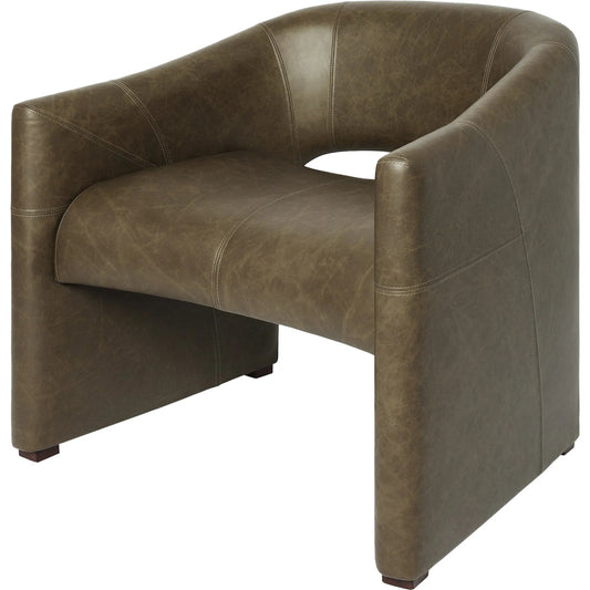 Winchester Chair by Global Views in olive leather. Made from rubberwood, wood, italian leather in a traditional style.