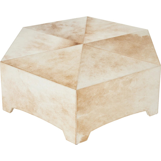 Brindle Cocktail Table by Global Views in natural. Made from cow hair-on-hide, mdf in a transitional style.