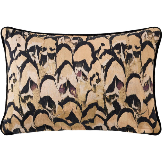 Feathers Lumbar Pillow by Global Views in natural. Made from cotton satin thick, cotton duck thin in a traditional style.