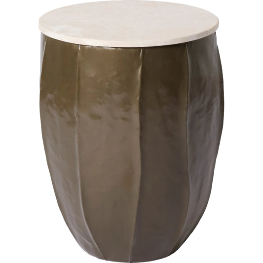 Cactus Side Table by Global Views in smokey bronze. Made from iron, marble, mdf in a traditional style.