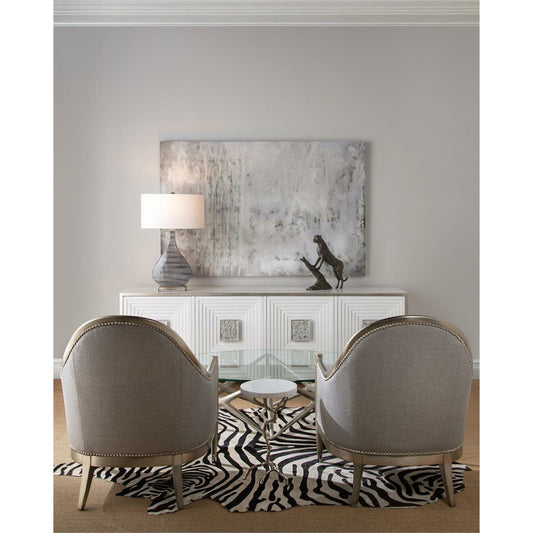 Twisted Martini Table by John-Richard in cream, nickel. Made from nickel in a transitional style.
