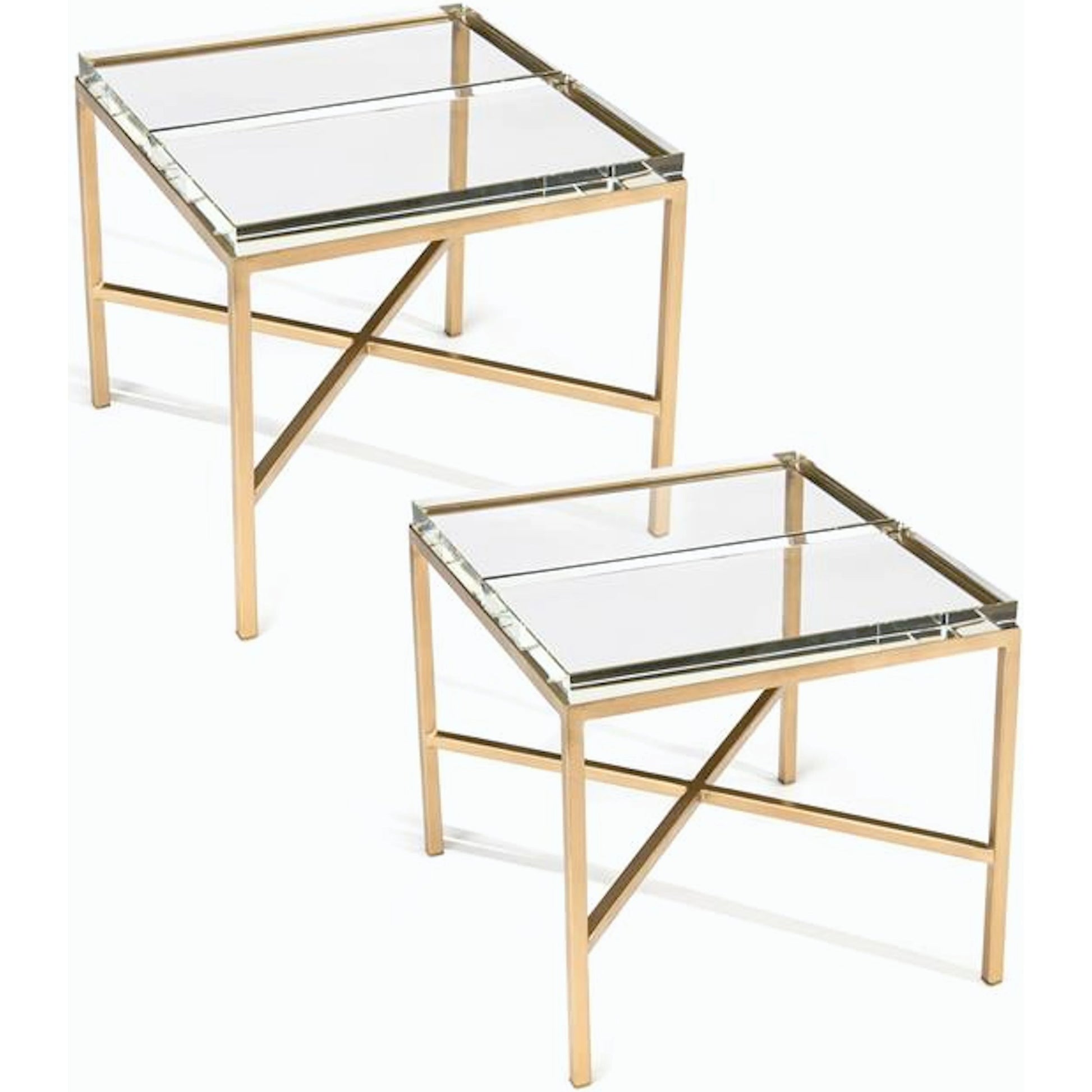 Glass Block Bunching Table by John-Richard in gold. Made from glass in a transitional style.