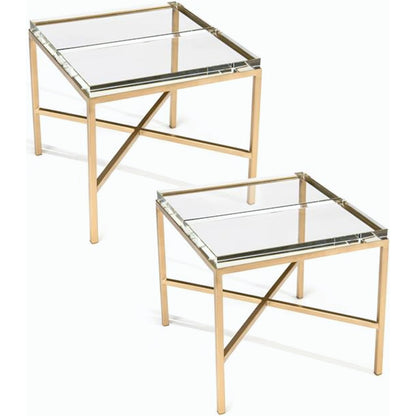 Glass Block Bunching Table by John-Richard in gold. Made from glass in a transitional style.