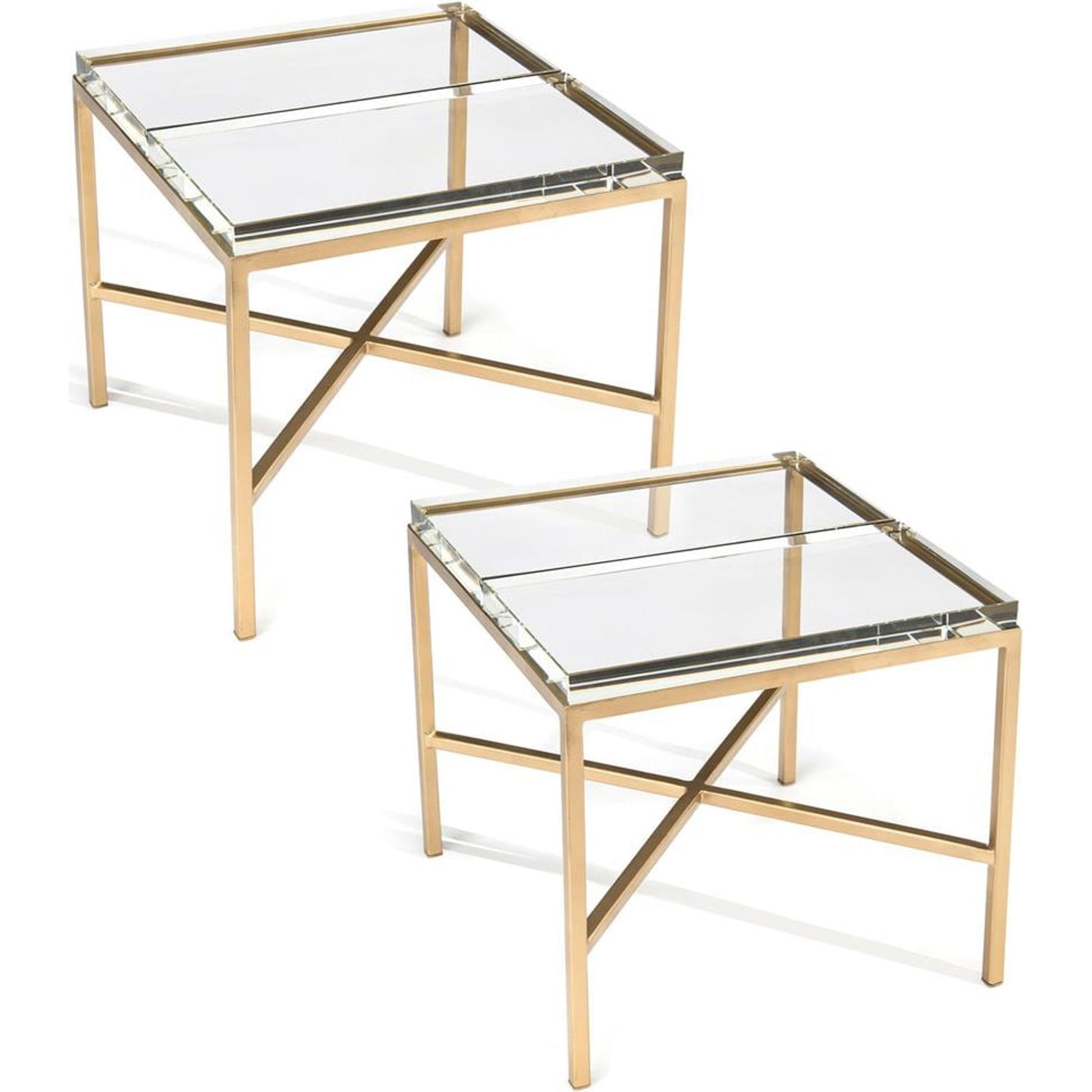 Glass Block Bunching Table by John-Richard in gold. Made from glass in a transitional style.