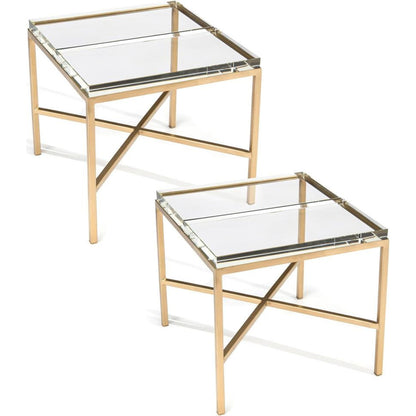 Glass Block Bunching Table by John-Richard in gold. Made from glass in a transitional style.