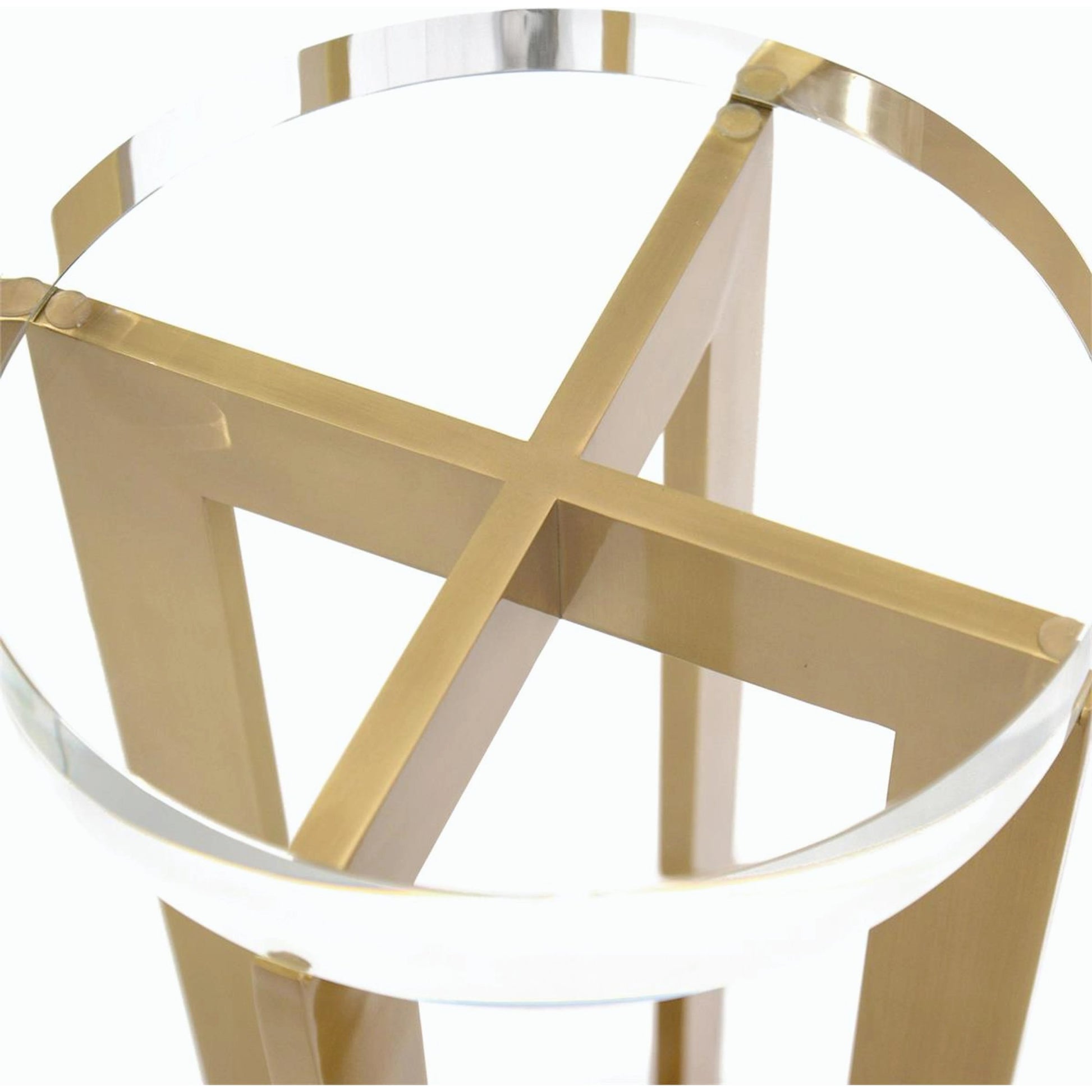 Brass and Crystal Martini Table by John-Richard in brass. Made from brass, crystal in a modern style.