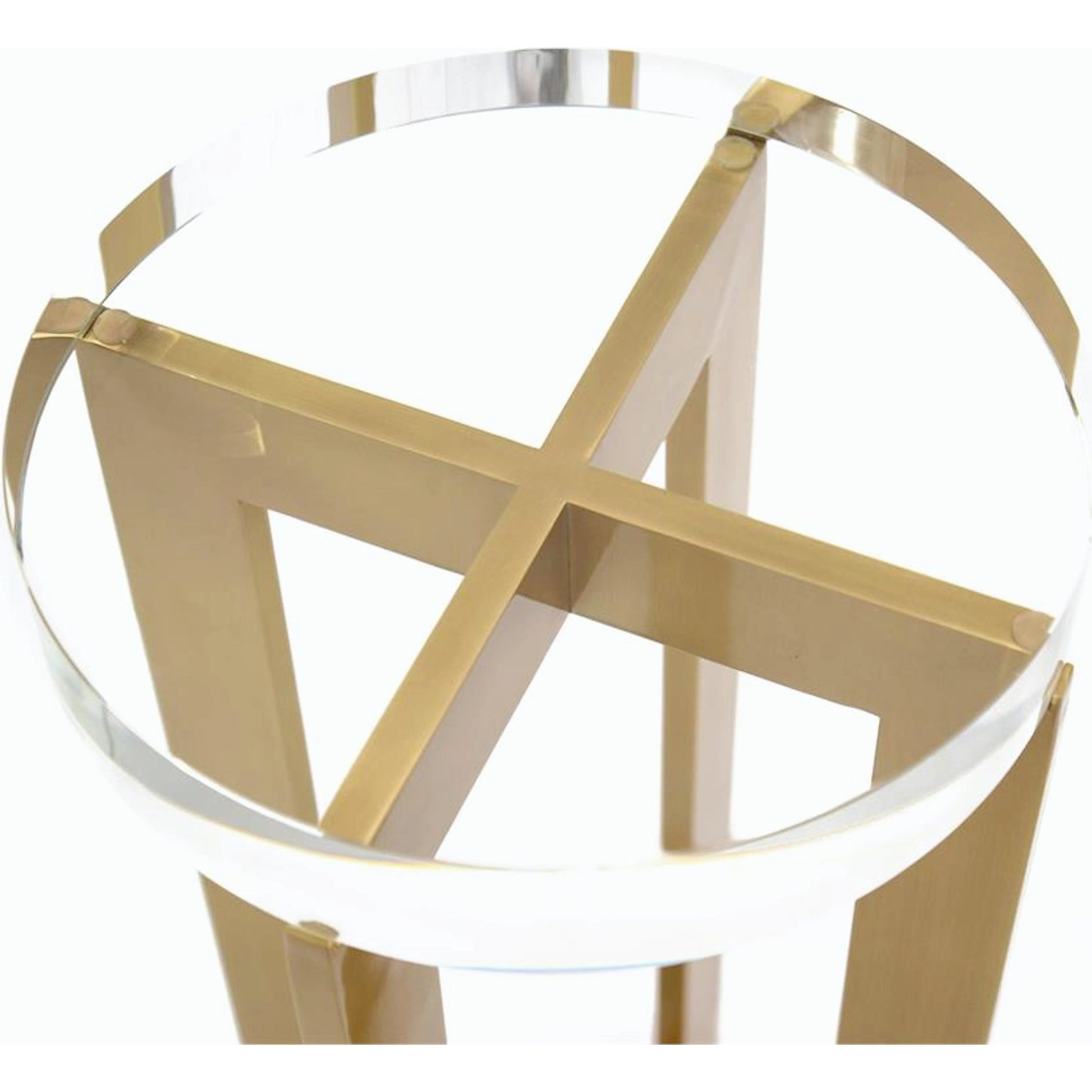 Brass and Crystal Martini Table by John-Richard in brass. Made from brass, crystal in a modern style.