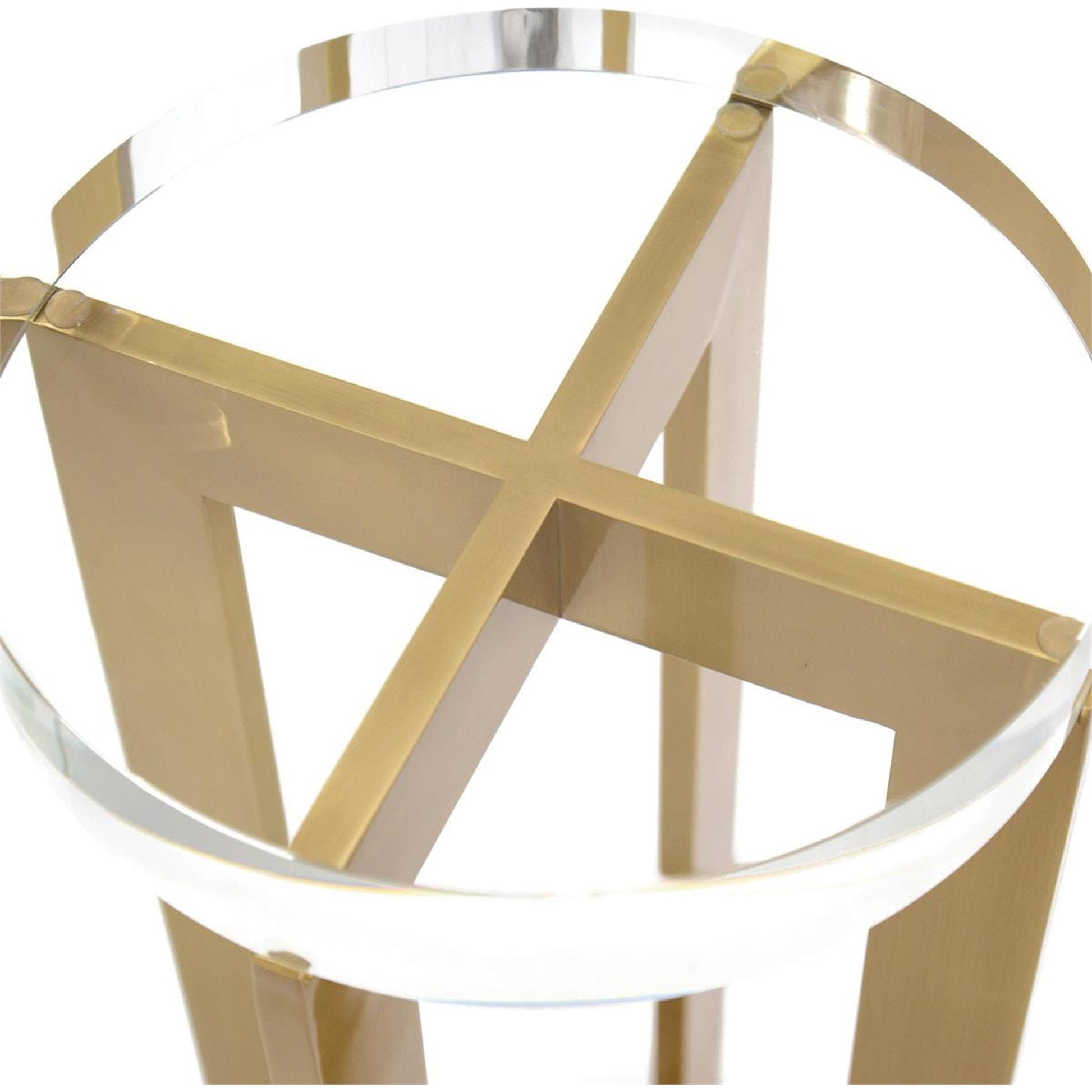 Brass and Crystal Martini Table by John-Richard in brass. Made from brass, crystal in a modern style.