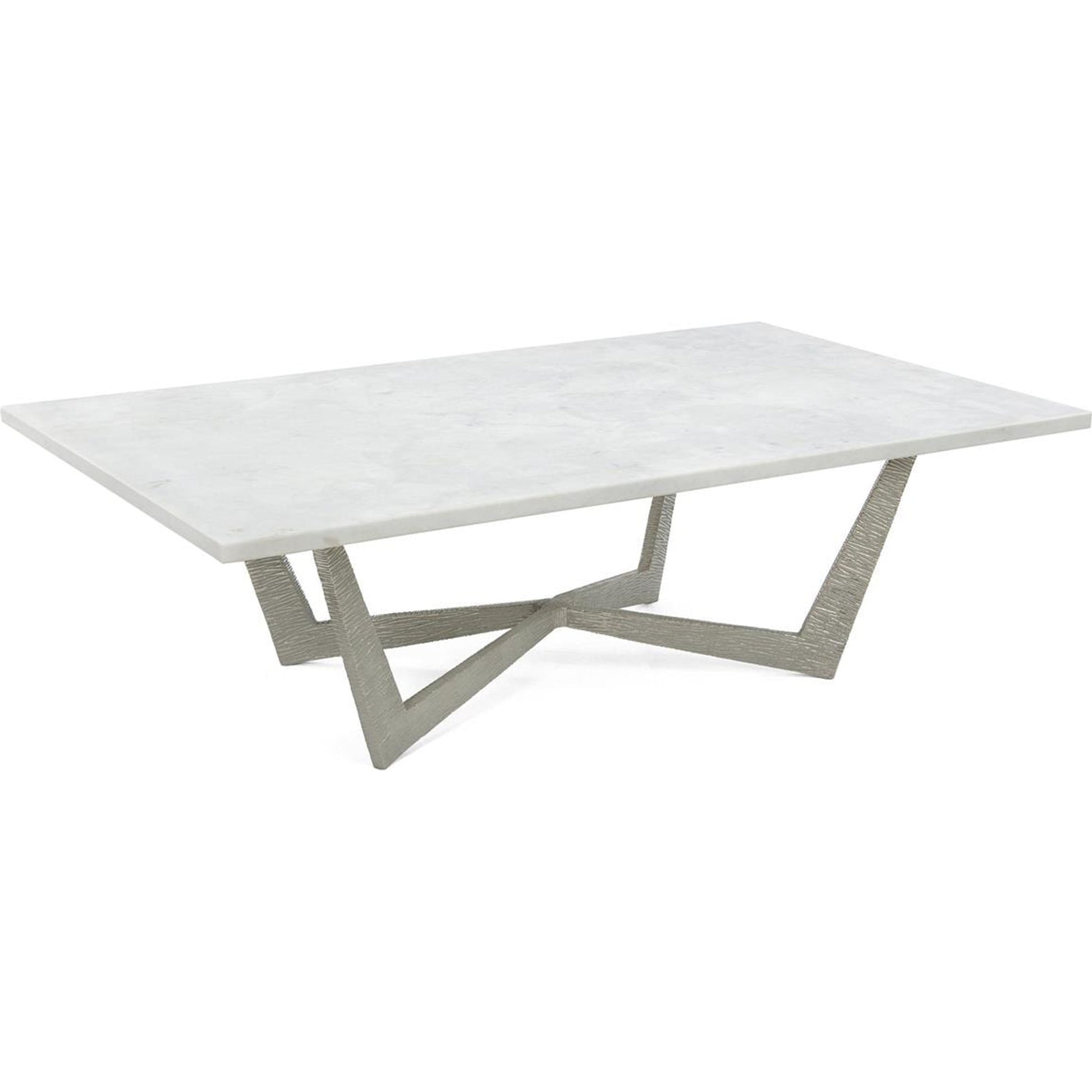 Cocktail Table in Nickel with Marble Top by John-Richard in nickel. Made from nickel in a modern style.