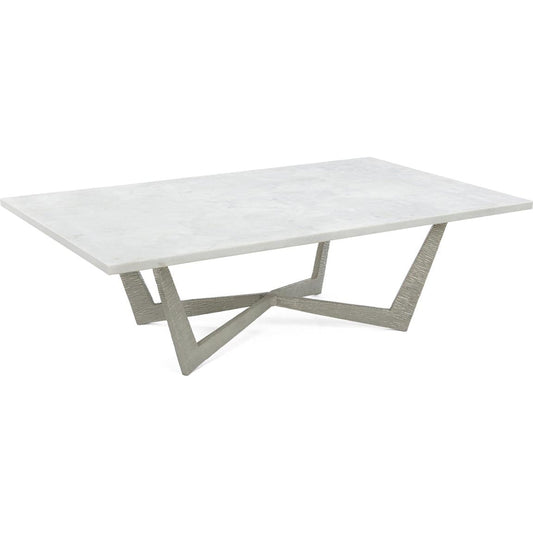 Cocktail Table in Nickel with Marble Top by John-Richard in nickel. Made from nickel in a modern style.