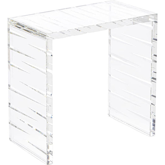 Cut Crystal Side Table by John-Richard in clear. Made from crystal in a modern style.