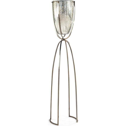Delgado Floor Stand by John-Richard in nickel, silver and nickel. Made from steel, glass in a unique style.