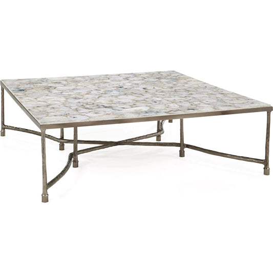 Artigas Cocktail Table by John-Richard. Made from white agate stone, aluminum in a unique style.