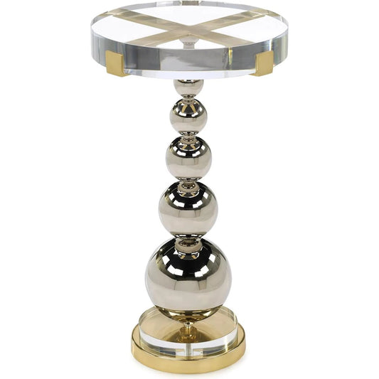 Apilado Martini Table by John-Richard in brass, clear and nickel. Made from brass, acrylic in a unique style.