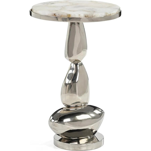 Smelted Martini Table by John-Richard in polished nickel. Made from unique in a unique style.