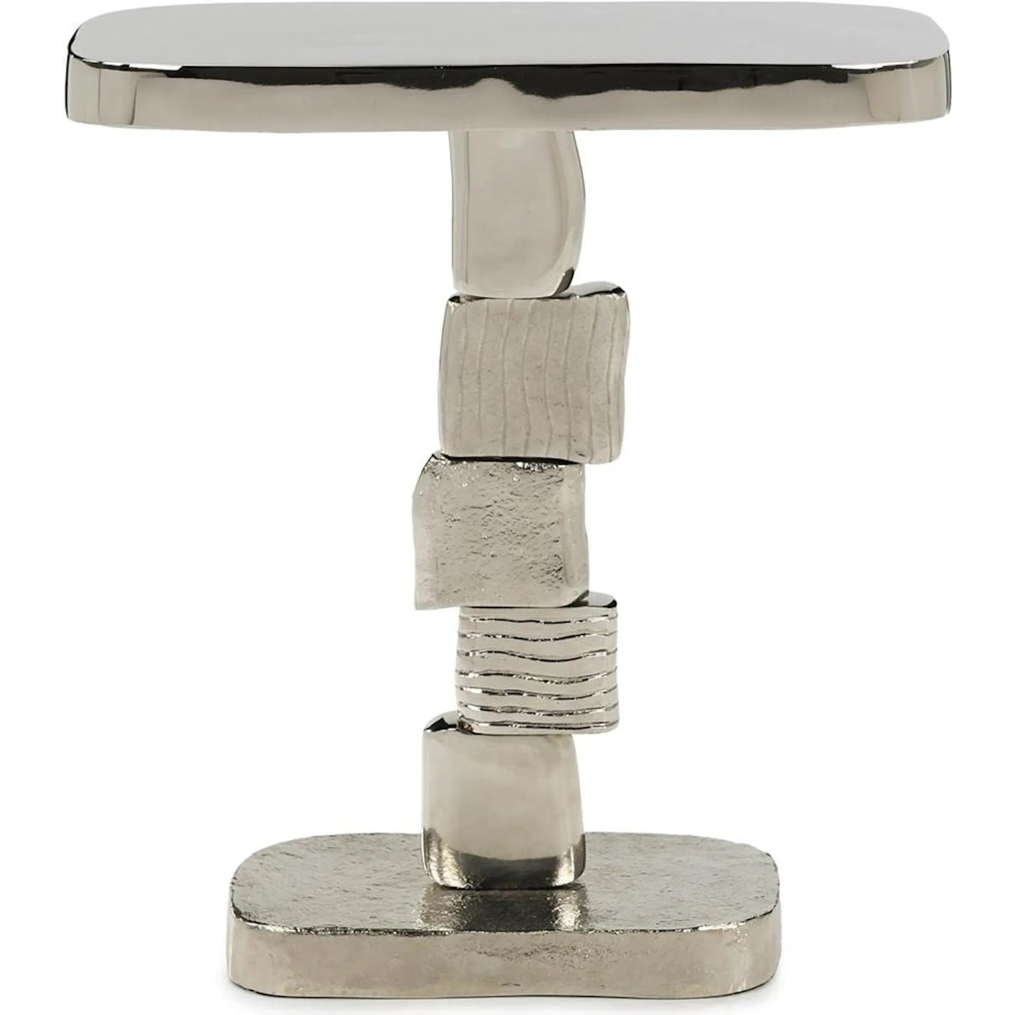 001 SI-2373149 | Primary Silo | Cube End Table by John-Richard in nickel. Made from brass in a modern style.