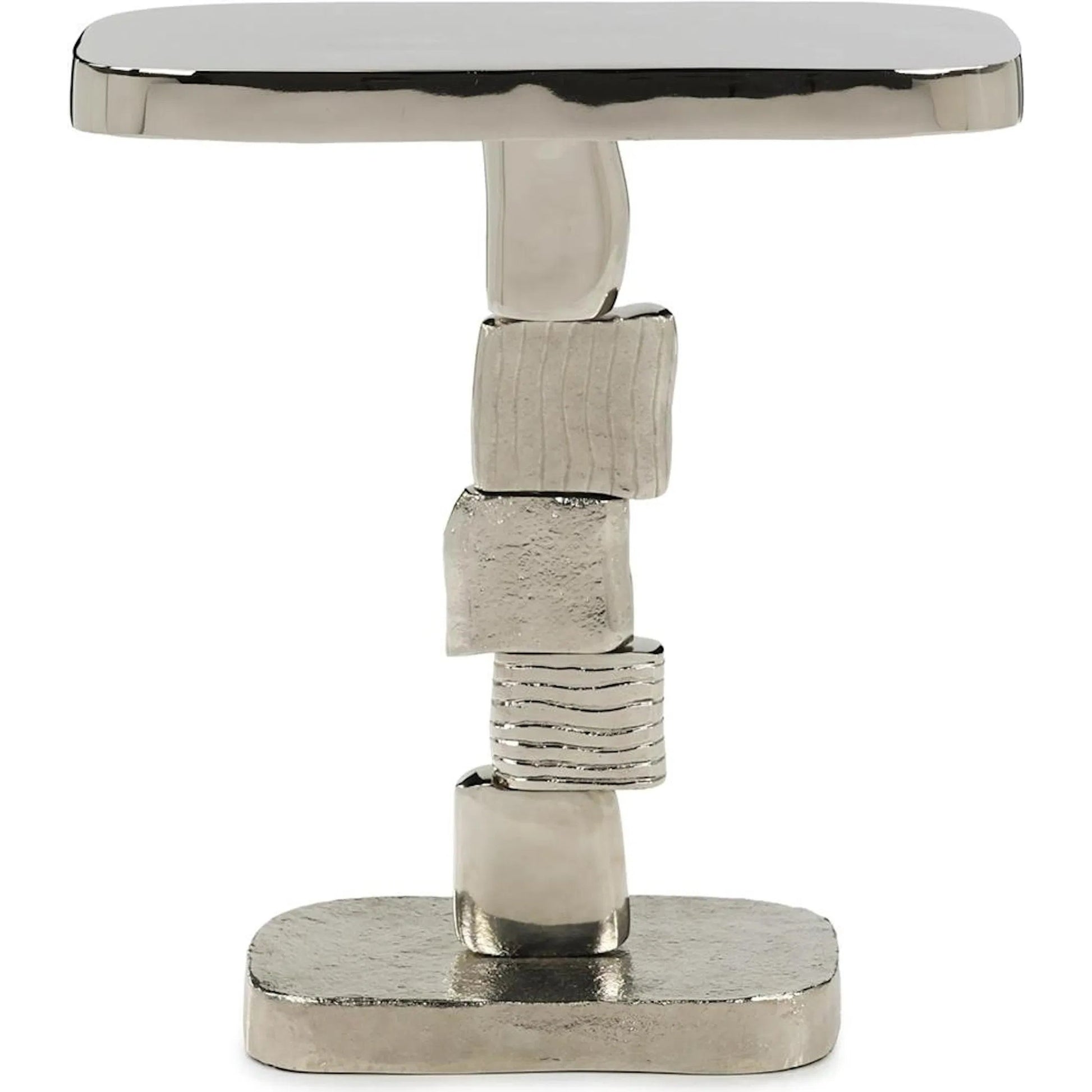 Cube End Table by John-Richard in nickel. Made from brass in a modern style.
