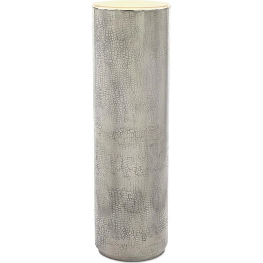Silver Serpent Lighted Pedestal by John-Richard in nickel gray wash. Made from unique in a unique style.