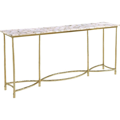 Nara Console Table by John-Richard in bronzed, white agate. Made from unique in a modern style.