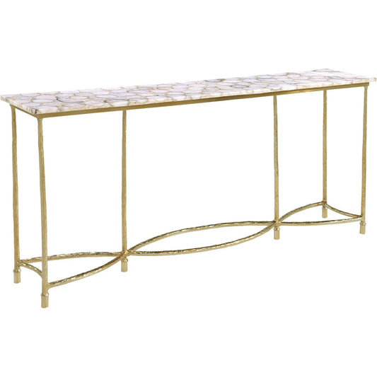 Nara Console Table by John-Richard in bronzed, white agate. Made from unique in a unique style.