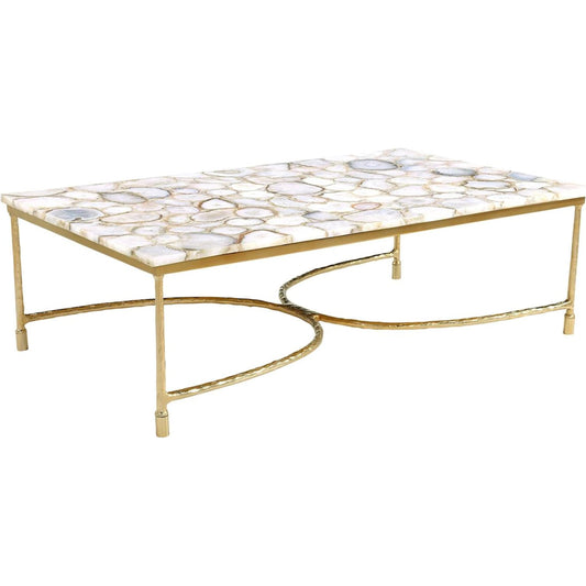 Nara Cocktail Table by John-Richard in bronzed, white agate. Made from unique in a unique style.