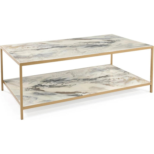 Brendan Parker's Uncoil Cocktail Table by John-Richard in white, blue, gold, silver and vitreous, champagne silver. Made from metal in a unique style.
