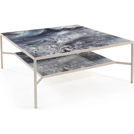 Brendan Parker's Dark Horse Cocktail Table by John-Richard in black, white, gray, gold and vitreous. Made from wood in a unique style.