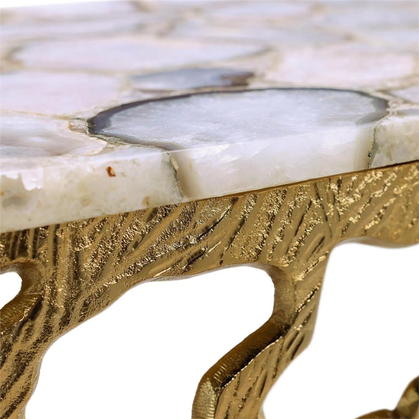 003 SI-2374113 | Closeup | Vita Console Table by John-Richard in soft white, gray agate, brass. Made from unique in a modern style.