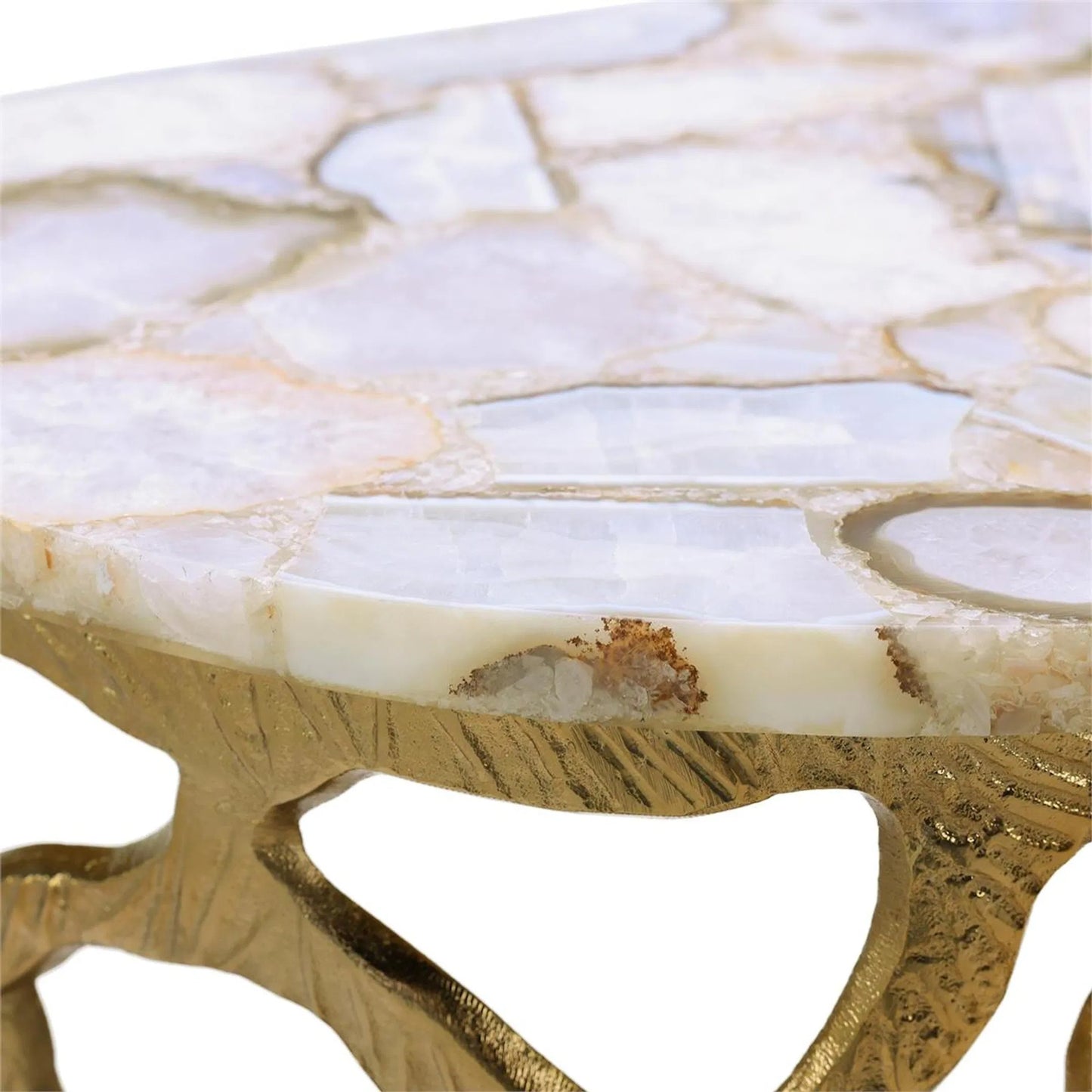 004 SI-2374113 | Closeup | Vita Console Table by John-Richard in soft white, gray agate, brass. Made from unique in a modern style.