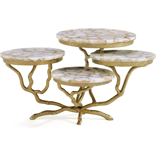 Stone Canopy Side Table by John-Richard in brass. Made from unique in a unique style.