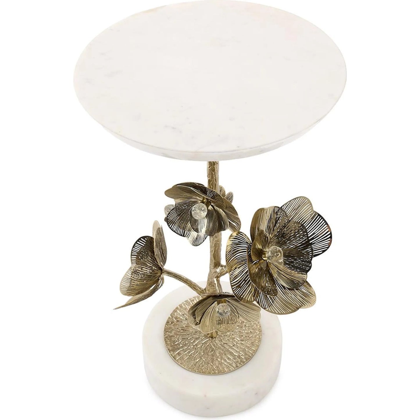 001 SI-2629279 | Unknown | Golden Camellia Accent Table by John-Richard. Made from unique in a unique style.