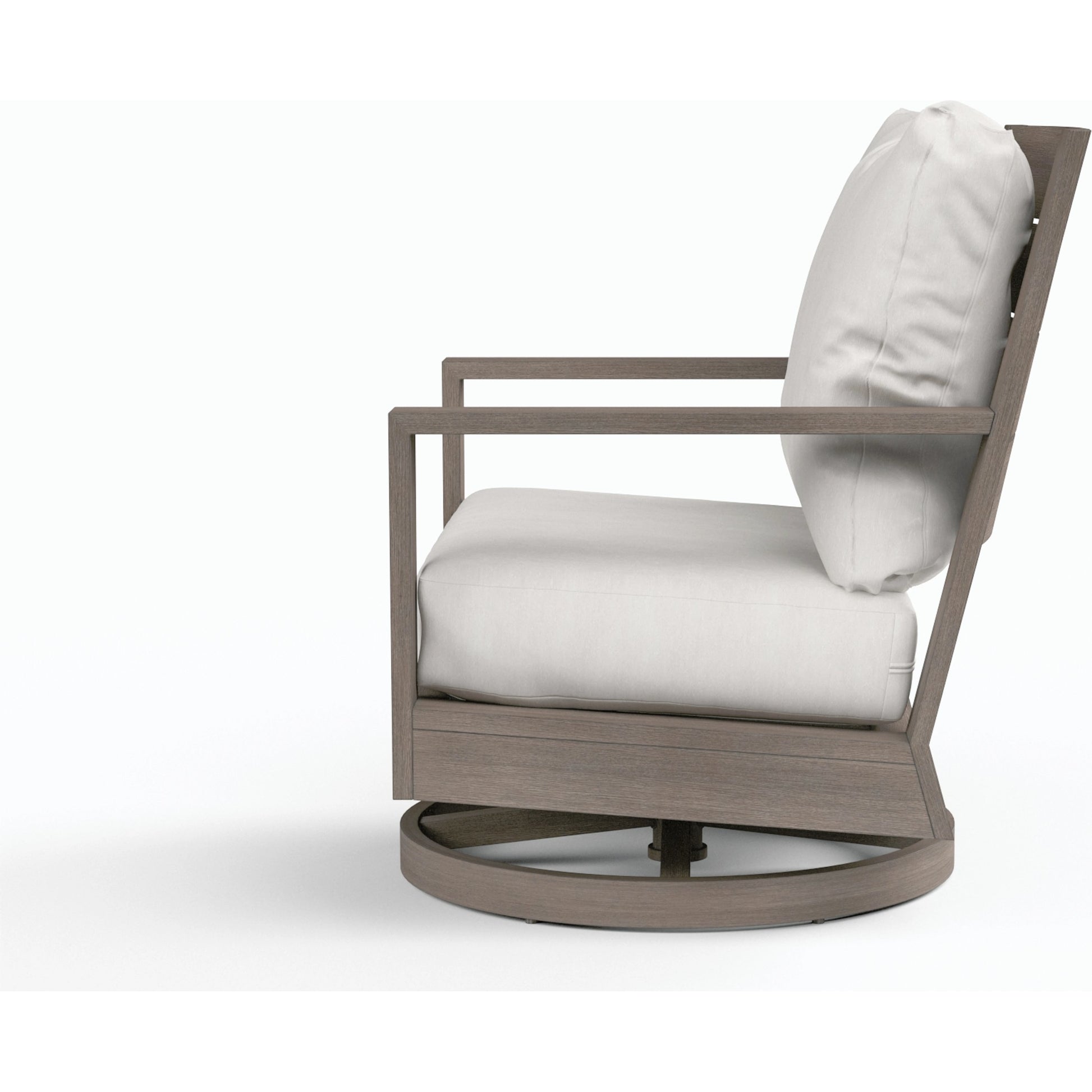 Laguna Outdoor Swivel Chair by Sunset West in browns. Made from aluminum in a modern style.