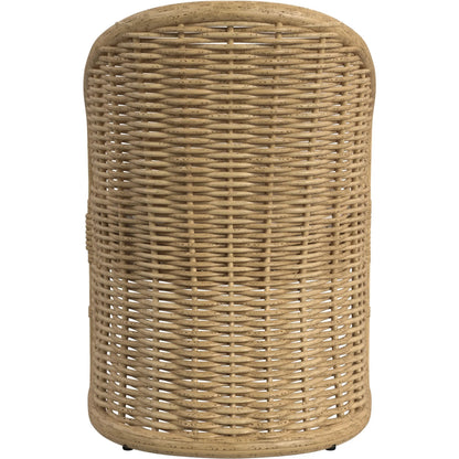 Playa Outdoor Dining Chair by Sunset West in medium wood. Made from resin wicker in a rustic style.