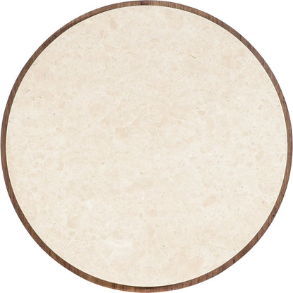 Eleana Round End Table by Hooker Furniture in light caramel, quartered walnut veneers, marble. Made from walnut veneers, marble in a modern style.