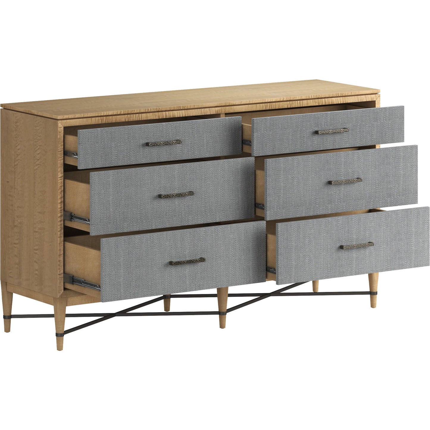 003 SI-2447947 | Additional Silo | Loft Fabric Dresser by A.R.T. Furniture in gray and natural maple. Made from poplar, rubberwood, fabric in a modern style.