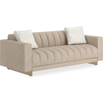 Well Balanced 84" Sofa by Caracole in moonstone and whisper of gold. Made from metal in a transitional style.