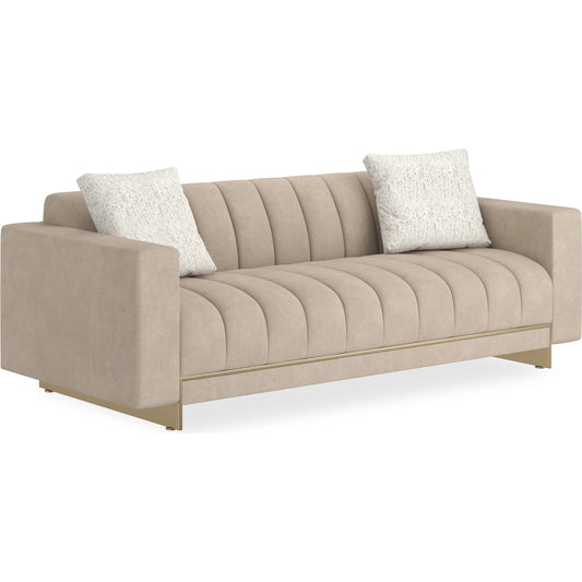 Well Balanced 84" Sofa by Caracole in moonstone and whisper of gold. Made from metal in a unique style.