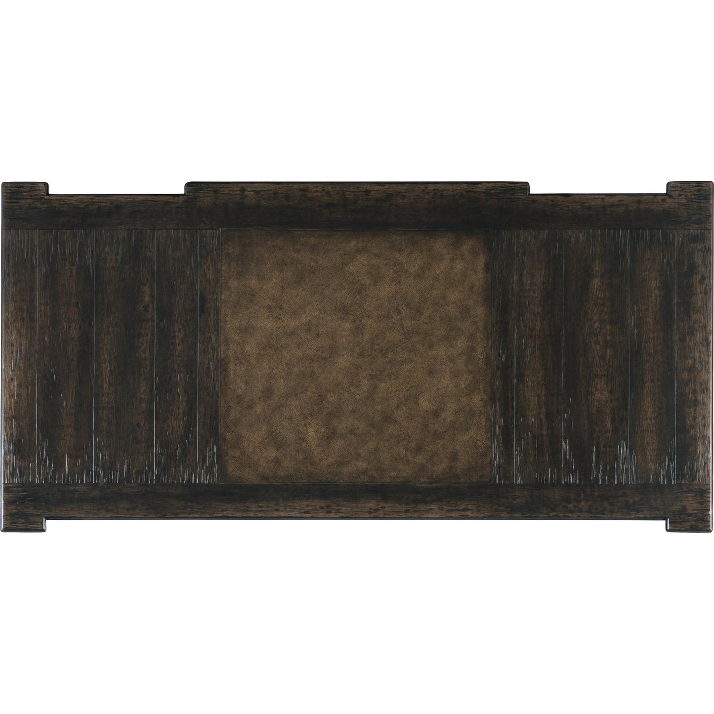 002 SI-1749066 | Additional Silo | La Grange San Felipe Executive Desk by Hooker Furniture in dark antiqued hickory. Made from pecky hickory veneer, leather, solid-wood edge top in a unique style.