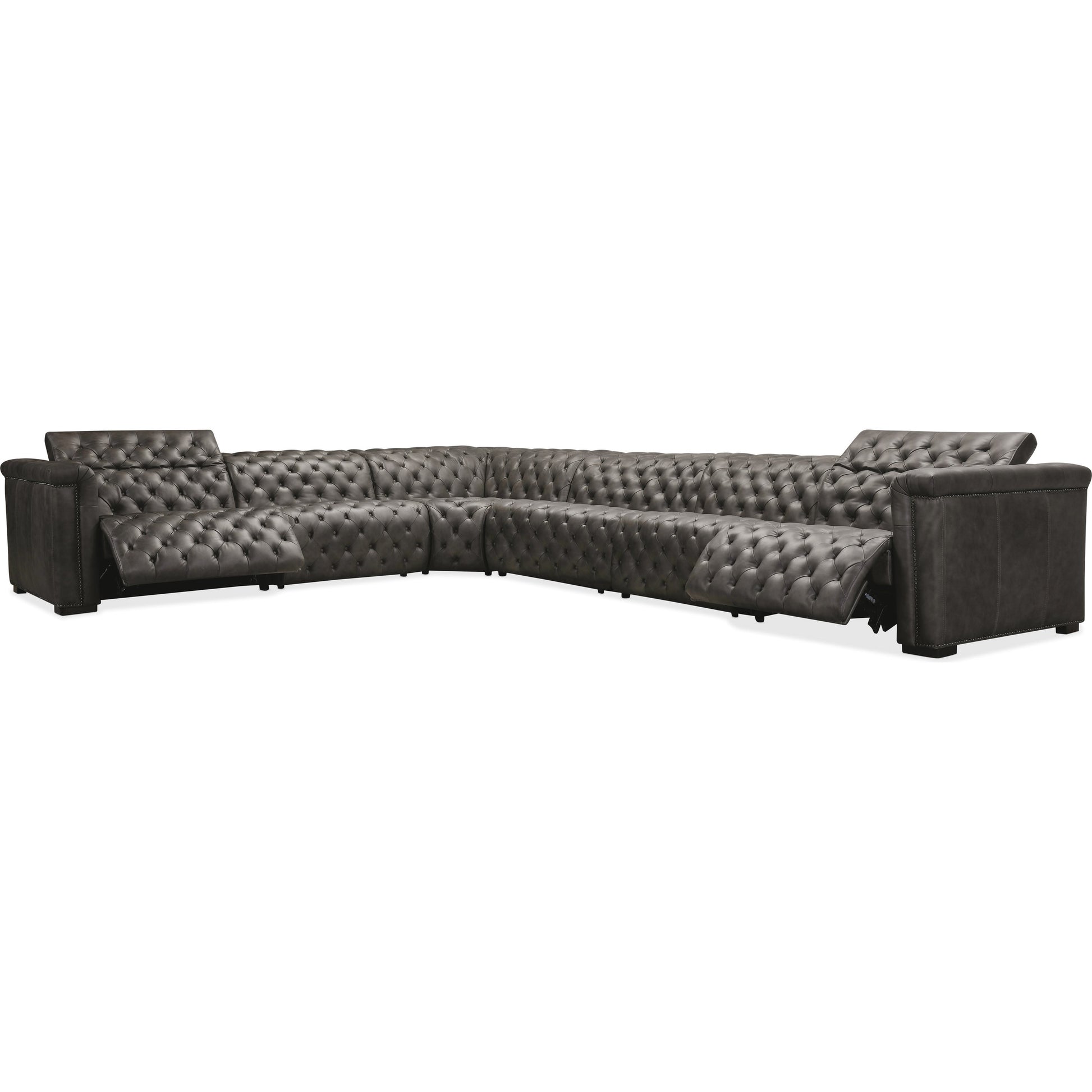 Savion Grandier 6 Piece Sectional by Hooker Furniture. Made from leather in a modern style.