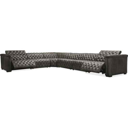 Savion Grandier 6 Piece Sectional by Hooker Furniture. Made from leather in a modern style.