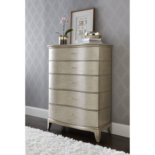 Starlite Drawer Chest by A.R.T. Furniture in silver and peri. Made from parawood solids, primavera veneer in a transitional style.