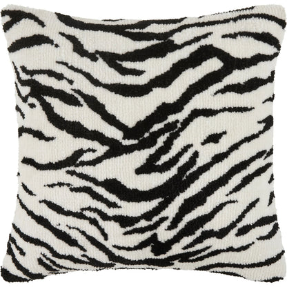 Jungle Cat 540869 Pillow by Surya in white, black. Made from polyester, cotton in a modern style.