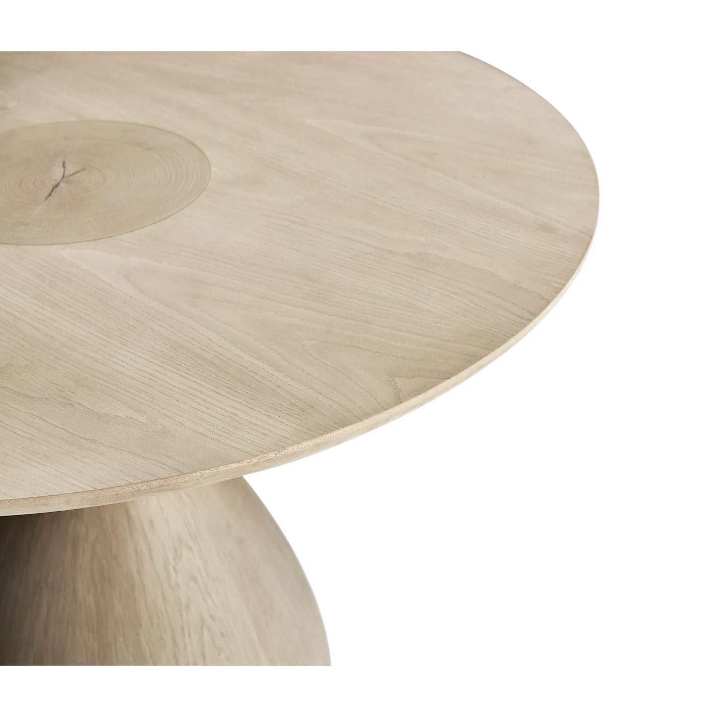 012 SI-2186261 | Closeup | Water Seamount Oak Pedestal Table by Jonathan Charles in beige and bleached oak. Made from oak in a modern style.