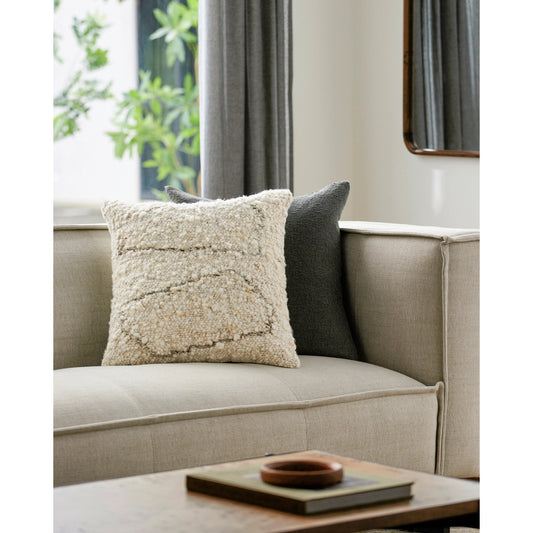 Jagged Pillow - 493488 by Surya in cream, brown. Made from wool, cotton in a modern style.