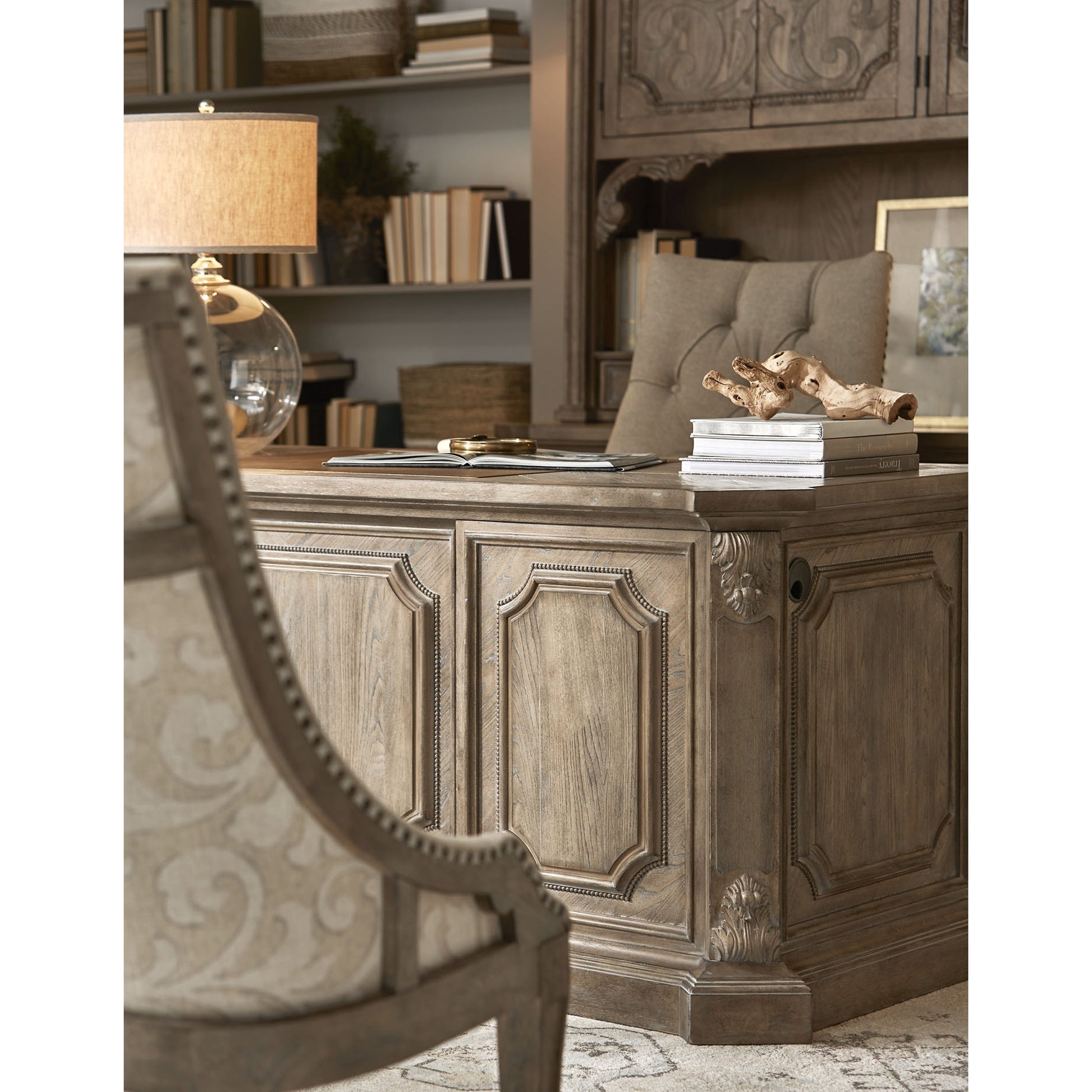 Arch Salvage Reeves Host Chair by A.R.T. Furniture. Made from parrawood solids, cathedral elm veneers in a traditional style.